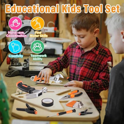Basytodio 27-Piece Kids Tool Set Real with Storage Tool Bag for Ages 6+