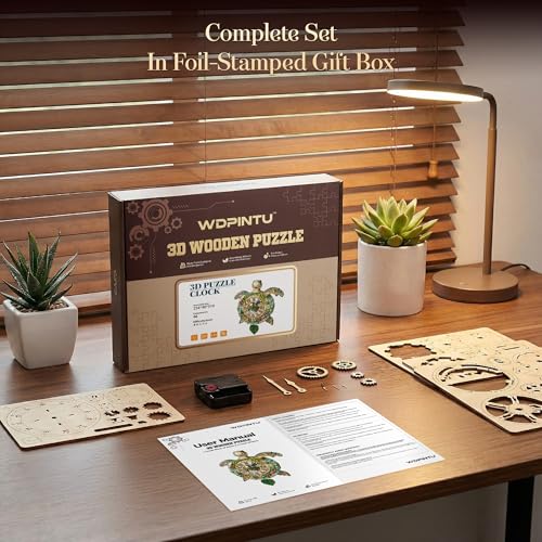 3D Wooden Puzzle Clock - Sea Turtle Design, DIY Mechanical Pendulum Wall Clock with Roman Numerals, Unique Nature-Themed Gift for Adults - color: Green