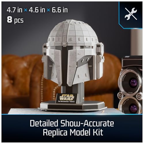 4D Build, Star Wars Mandalorian Helmet 3D Model Kit, Star Wars Collectibles & Desk Decor, Adult Puzzle, Building Toys, 3D Puzzles for Adults & Teens, 88 Pieces, Gift Ideas for Ages 12 & Up - style: Mandalorian Helmet 88 pcs