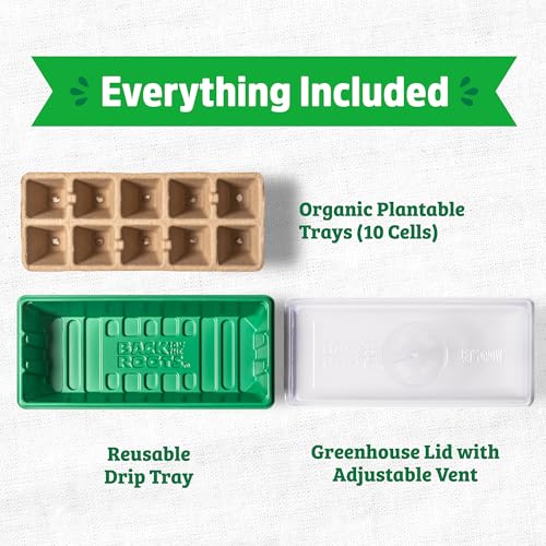 Back to the Roots 10-Cell Greenhouse Germination Kit | Includes Biodegradable Pots & Vented Greenhouse Lid | Made from 75% Recycled Plastic, 3 inches (Pack of 12) - size: 3 inches (Pack of 12), style: 10-Cell Germination Kit