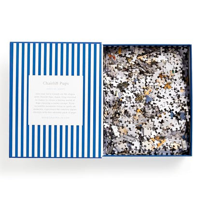 Gray Malin Chairlift Pups Aspen 1000 Piece Puzzle, Collector Book Box - color: Colorful