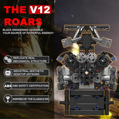 Sosuy V12 Car Engine Model Kit Mini Motor Building Blocks Set that can Runs - color: V12 Engine