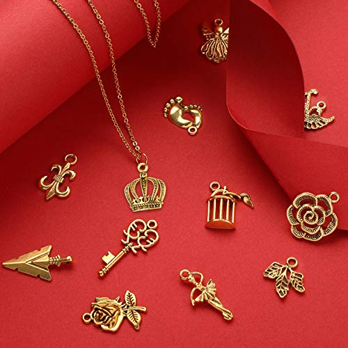 SANNIX 350Pcs Antique Gold Charms Bulk Lots Jewelry Making Charms Assorted - color: Antique Gold