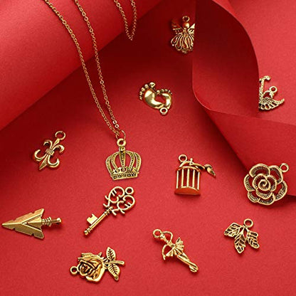 SANNIX 350Pcs Antique Gold Charms Bulk Lots Jewelry Making Charms Assorted - color: Antique Gold