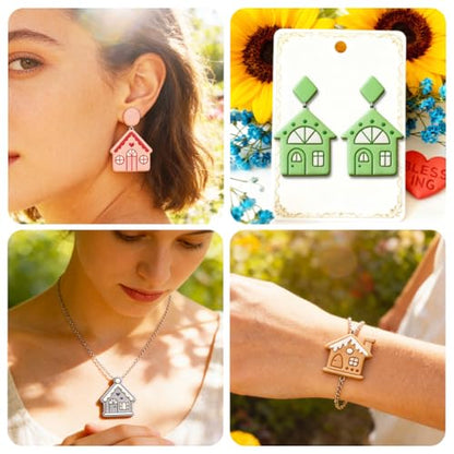 15Pcs House Polymer Clay Cutters Geometric Clay Earrings Cutters Polymer Jewelry Cutter for Earrings Making Party Festival DIY Supplies - color: House