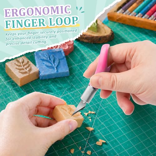 DIYSELF Fingertip Craft Knife, Detail Hobby Knife with 5 Extra #11 Blades - color: Pink