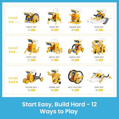 Sillbird Solar Robot Building Kit, 12-in-1 DIY STEM Gift for Boys Aged 8-13 - color: Yellow