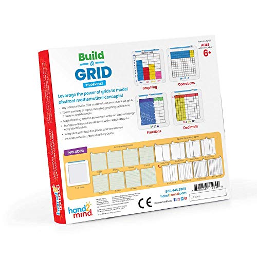 hand2mind Build-A-Grid, Dry Erase Multiplication, 3rd Grade Math, Multiplication Manipulatives, Fraction Manipulatives, Multiplication Game, Montessori Math, Homeschool Supplies (Set of 4) - style: Small group