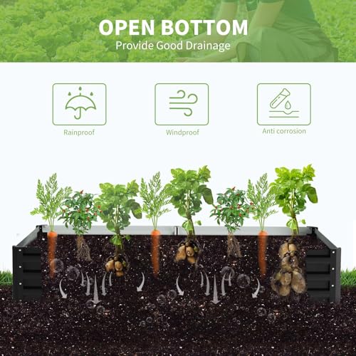 DoCred Garden Bed with PVC Cover, 72.8" x 37.4" x 47.2" Metal Planter Box - color: Black, size: 72.8" x 37.4" x 47.2"