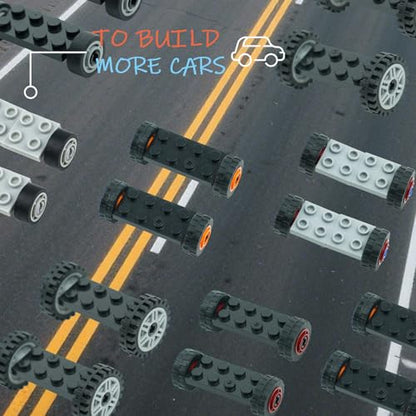 City Wheels and Axles Set Building Tires,118pcs Car Parts Brick Accessories - color: Black and Gray