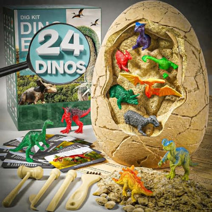 24 Unique Dinosaurs Excavation Kit, Jumbo Dino Egg Dig Kit Toys