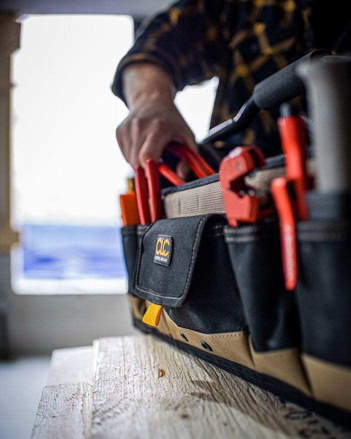 Custom Leathercraft WORK GEAR 1579 20 Inch, Open Top, Soft Sided Tool Box, 27 Pockets - style: 20-Inch Toolbox