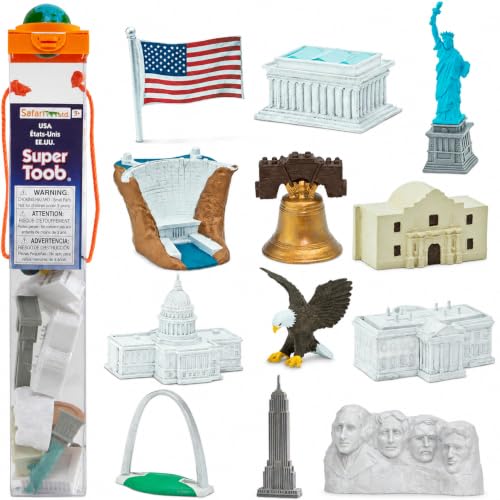 Safari Ltd. USA Super Toob - 12 American Landmark and Monument Figures