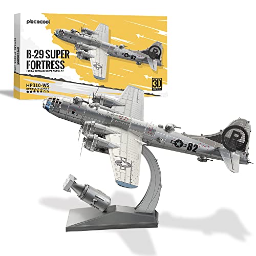Piececool 3D Metal Puzzles, American Military Airplane Model Building Kits for Adults DIY Assembly Brain Teaser Puzzle, Best Gifts & Desk Decor. - style: B-29 Bomber