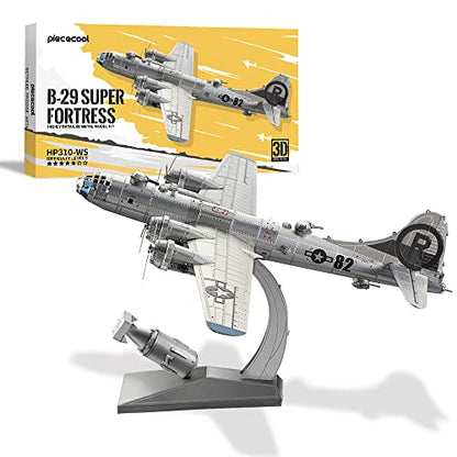 Piececool 3D Metal Puzzles, American Military Airplane Model Building Kits for Adults DIY Assembly Brain Teaser Puzzle, Best Gifts & Desk Decor. - style: B-29 Bomber