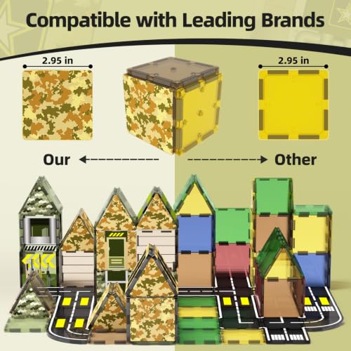 GobiDex Magnetic Tiles Army Toys Building Set for Kids Ages 3+ - color: Army Base