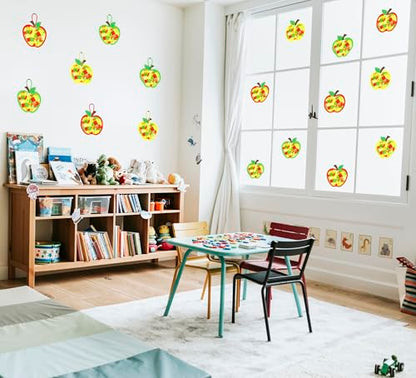 Renbuzhu 40PCS Back to School Apple-Shaped Crafts Bulk: Tissue Paper Sign Suncatchers, First Day of Classroom Activities DIY Kit, Fall Decorations, Window Stained Glass Effect Art Supplies - style: apple-shaped
