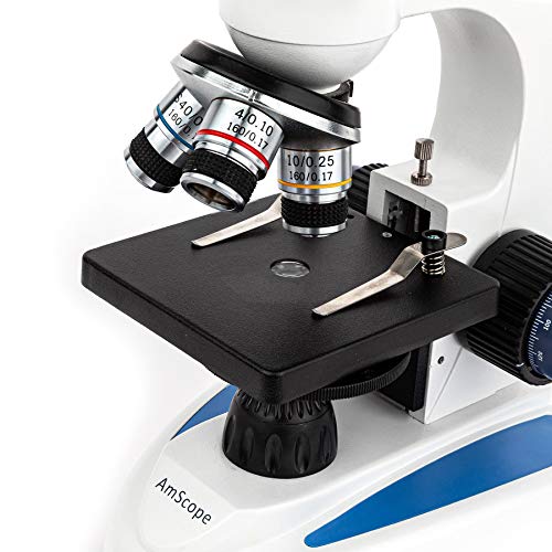 AmScope M158C-PS25-WM Cordless Compound Monocular Microscope, WF10x and WF25x Eyepieces, 40X-1000X Magnification, LED Illumination + Set of 25 Prepared Slides and Book - style: M158C-PS25-WM