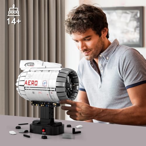 HIGH GODO Aircraft Engine Building Kit that Works, Aircraft Turbofan Engine Model Kit with Motor, Build Your Own Engine Kit, STEM Project for Teens Adults 14+ (1786 PCS)
