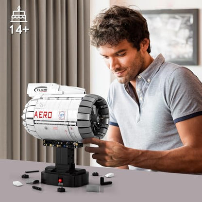HIGH GODO Aircraft Engine Building Kit that Works, Aircraft Turbofan Engine Model Kit with Motor, Build Your Own Engine Kit, STEM Project for Teens Adults 14+ (1786 PCS)