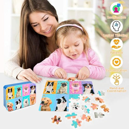 LELEMON Puzzles for Kids Ages 4-6,60 Piece Puzzles for Kids in Metal Box - color: Lovely Dog