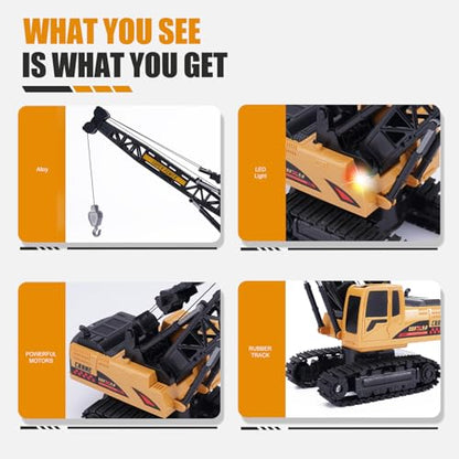 Jiakora Remote Control Crane Toy, 1:14 Scale RC Construction Vehicle with Metal Hook & 2 Batteries Included - Realistic Engineering Toy Truck, for Boys Girls 3 4 5 6 7 8 Years Old - style: Tower Crane
