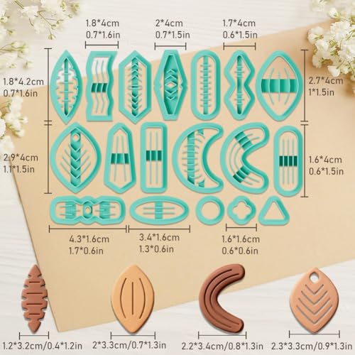 ORIGACH 18 Pcs Boho Texture Polymer Clay Cutters - style: Boho Leather