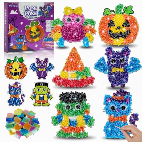 VEYLIN Poke and Poke Art Kit for Kids Ages 4-8, Halloween Pumpkin DIY Craft - color: Purple