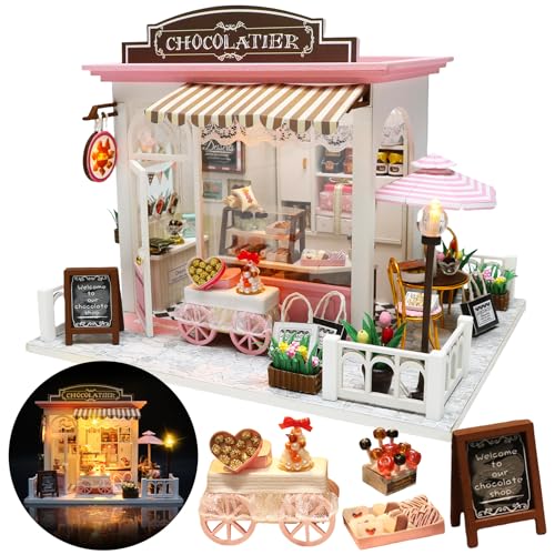DIY Miniature House Kit Dollhouse Kit for Adults to Build Mini Shop - color: Chocolate Shop