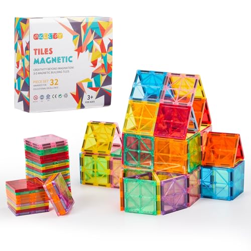 OugerToy 32-Pack Magnetic Tiles–Rainbow Builder Set - style: 32PCS