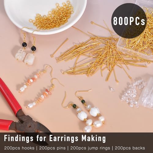 800PCs Fish Hooks & Pins, Earring Making Kit (Fish Hook Gold) - color: Fish Hook Gold (800pcs)