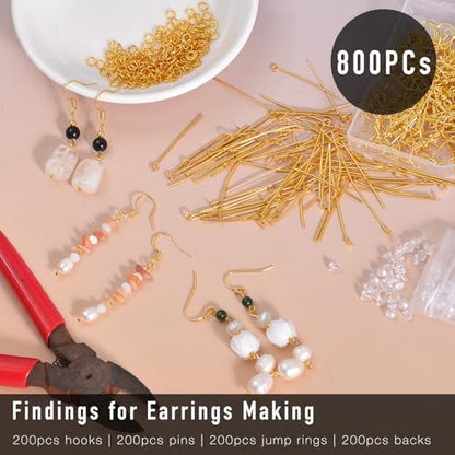 800PCs Fish Hooks & Pins, Earring Making Kit (Fish Hook Gold) - color: Fish Hook Gold (800pcs)