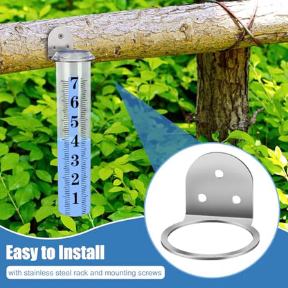 Accurate Rain Gauge Outdoor,7" Rain Gauges Outdoors Best Rated with Stainless Steel Rack Holder, Thickened Plastic Large Precise rain Measure Guage for Yard Fence Garden Lawn - color: Large Font Rain Gauge 2