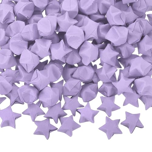 MECCANIXITY 300 Pcs Paper Stars Pre-made Origami Lucky Wishing Star for Best Wish Christmas Party Wedding Valentine's Day Girl Friends Gift(Light purple) - color: Light purple