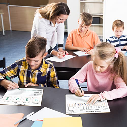 SCRIBBLEDO Place Value Board 9" x 12" Double Sided Dry Erase Boards for Kids for Teaching Place Values from Billions to Decimal Numbers Math Manipulative Lapboard for Home School and Classroom - style: 1 Board