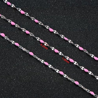 UMAOKANG Pink Enamel Jewelry Making Chains Roll Stainless Steel Craft Chain - color: Steel-Pink