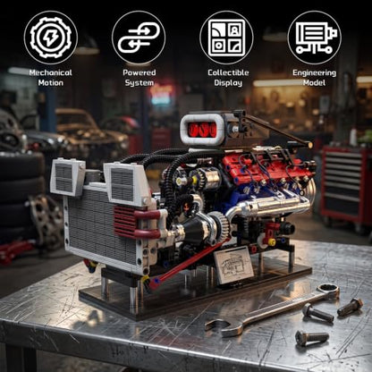 V8 Engine Building Set 1151PCS Motorized Mechanical Model Kit