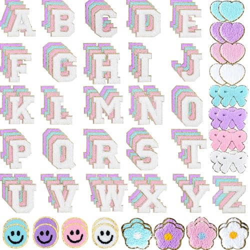 Chenille Letter Patches 136Pcs Self Adhesive Stickers for Clothes Backpacks - color: 136 Pcs Letter Patches