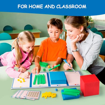 Base Ten Blocks Plastic 147 pcs Place Value Blocks with 3 dice