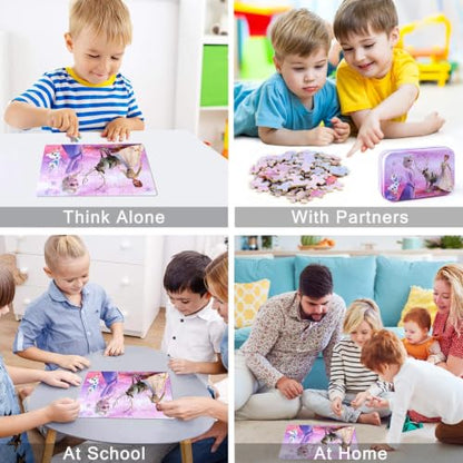 LELEMON Puzzles for Kids Ages 4-6,60 Piece Puzzles for Kids in Metal Box - color: Purple
