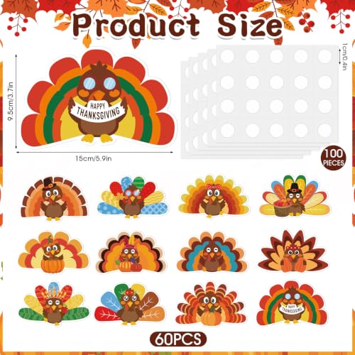 JUNEBRUSHS 60Pcs Turkey Cutouts Thanksgiving Bulletin Board Decorations - style: Thanksgiving Turkey Style
