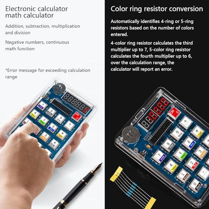 EIELE Electronic Calculator Soldering Practice Kit Resistance Resistance Calculator Multifunction Transparent Case Electronic Learning Kit