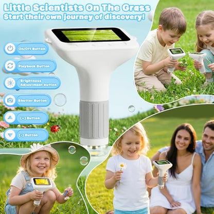 SEEKID Kids Microscope, 1000X Handheld Digital Microscope, 3" IPS(White) - color: White