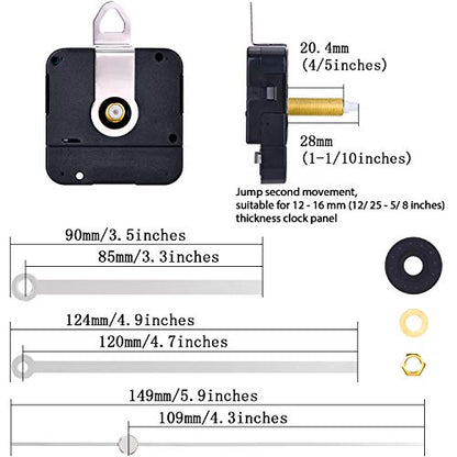 Hicarer 28 mm Long Shaft Quartz Clock Movement Clock Parts Repair Kit (Silver) - color: Silver