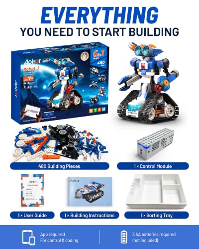 Apitor STEM Coding Robot Toy 6-in-1 Building Kit for Boys 8-12 480 Blocks - style: Robot J(Advanced-level)