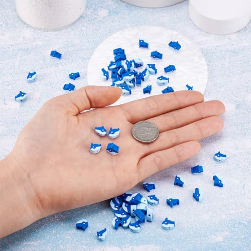 Elecrelive 200Pcs Dolphin Beads Blue Ocean Clay Beaded Bracelets Making Polymer Clay Accessories 7.5x9x4mm for DIY Bracelet Necklace Bracelet Earring Jewelry - color: Blue