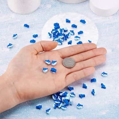 Elecrelive 200Pcs Dolphin Beads Blue Ocean Clay Beaded Bracelets Making Polymer Clay Accessories 7.5x9x4mm for DIY Bracelet Necklace Bracelet Earring Jewelry - color: Blue