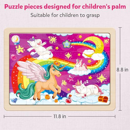 SYNARRY Large Unicorn Princess Fairy Wooden Puzzles for Kids Ages 4-6 - style: Unicorn