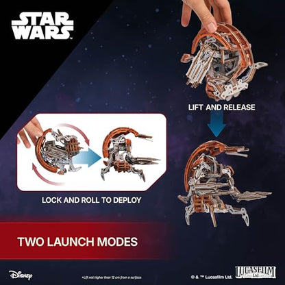UGEARS Star Wars Droideka 3D Wooden Puzzles for Adults - Transforming Destroyer Droid Rolls into a Sphere and Unfolds to Battle Stance - Mechanical Model Kits for Adults to Build, Collectible Gift
