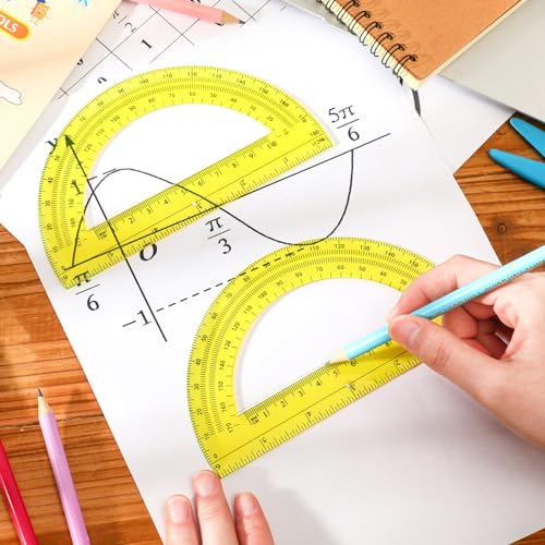 EBOOT 2 Pack Plastic Protractor 180 Degree Math Protractors 6 Inch,Yellow - color: Yellow